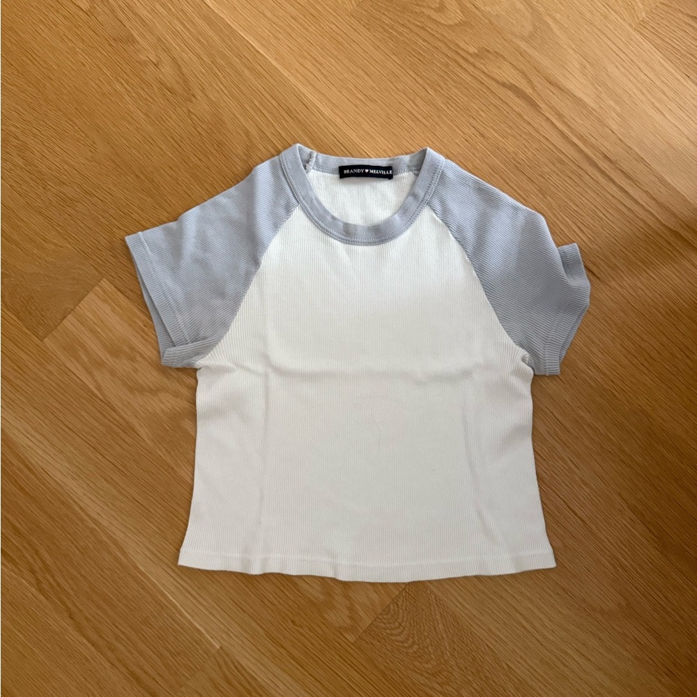 Blue and white brandy melville baby tee